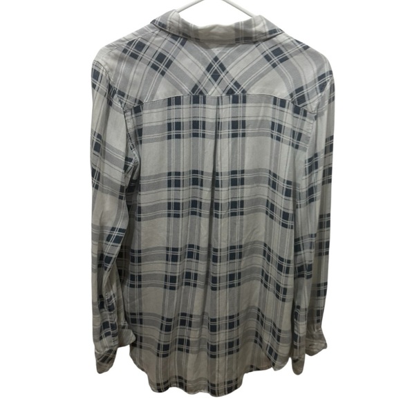 Rails Carter Blue and White Plaid Button-Down Shirt Size Large - Picture 3 of 5